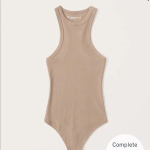 Abercrombie Ribbed Scuba Essential Bodysuit - Light Brown NWT